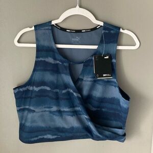 Puma Blue Tie-Dye Wrap Crop Tank